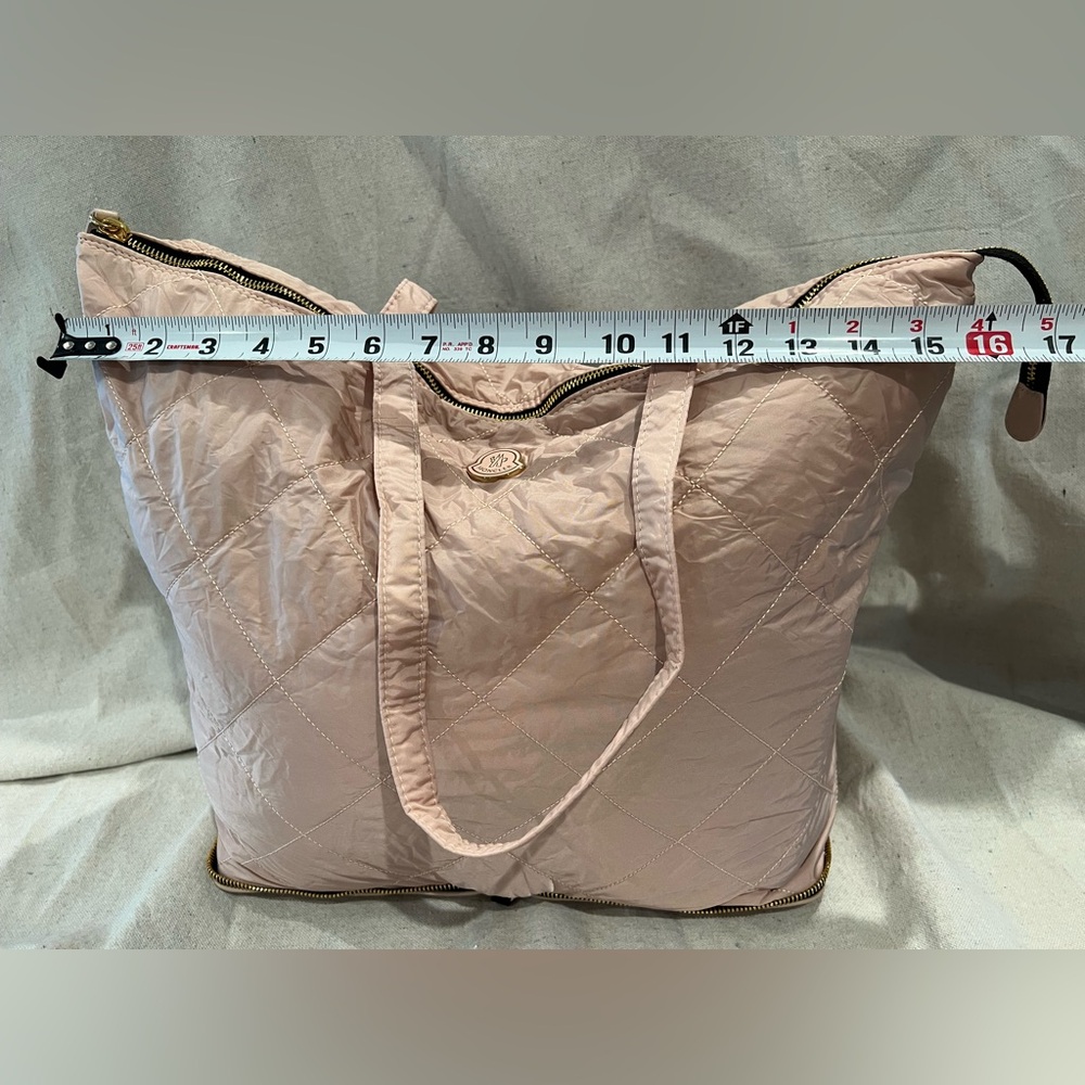 Moncler Leather DOMITILLE Blush Quilted Zip Up Hidden Bag  Mixed Media - Picture 3 of 13